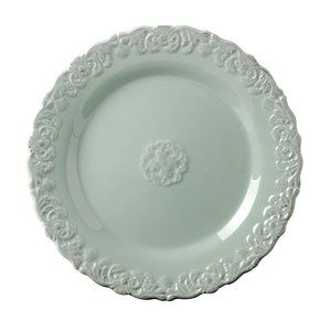 Set of 4 Sea Green Porcelain Dinner Plates - Microwave and Dishwasher Safe